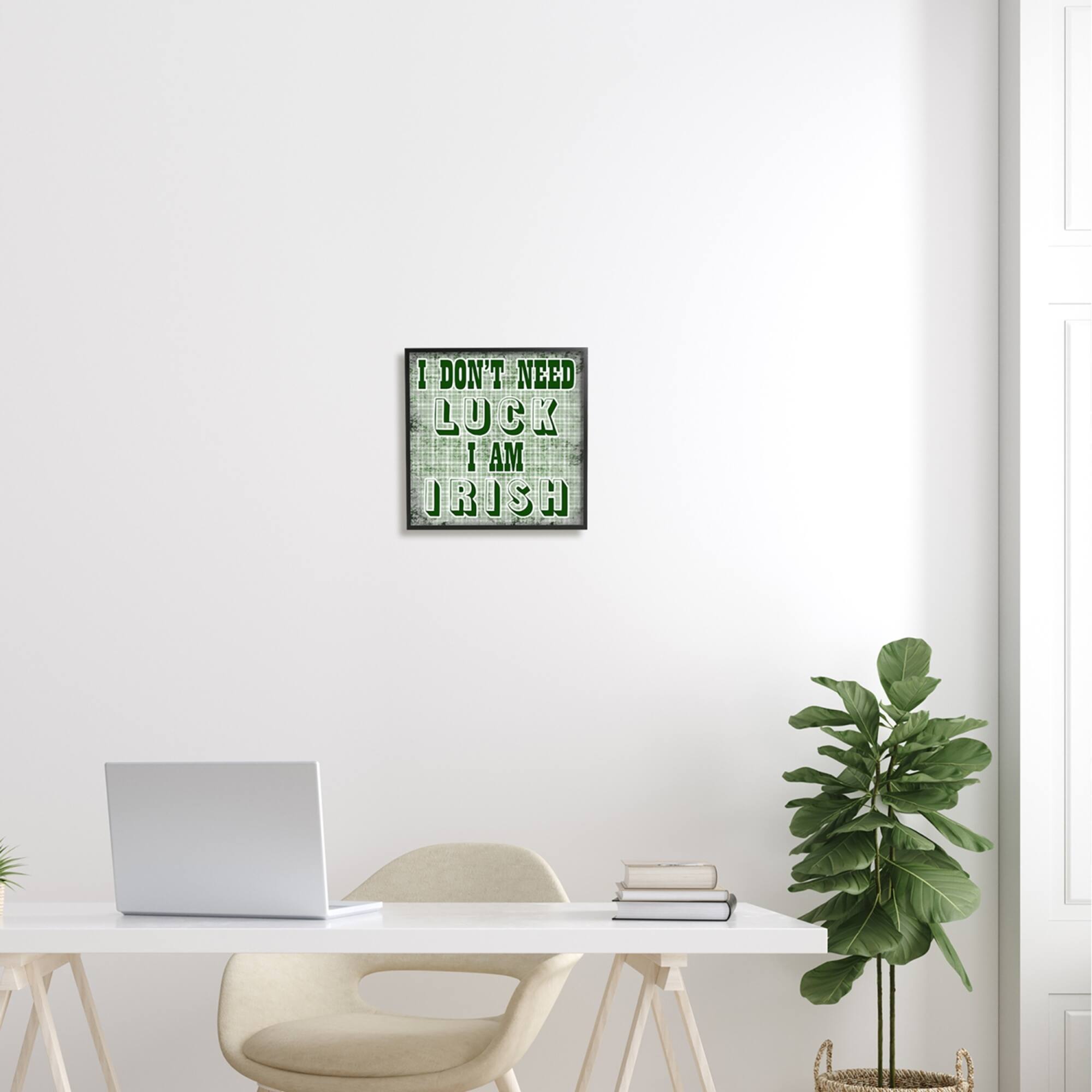 Stupell Industries Don't Need Luck I'm Irish Funny Plaid Framed Giclee Art